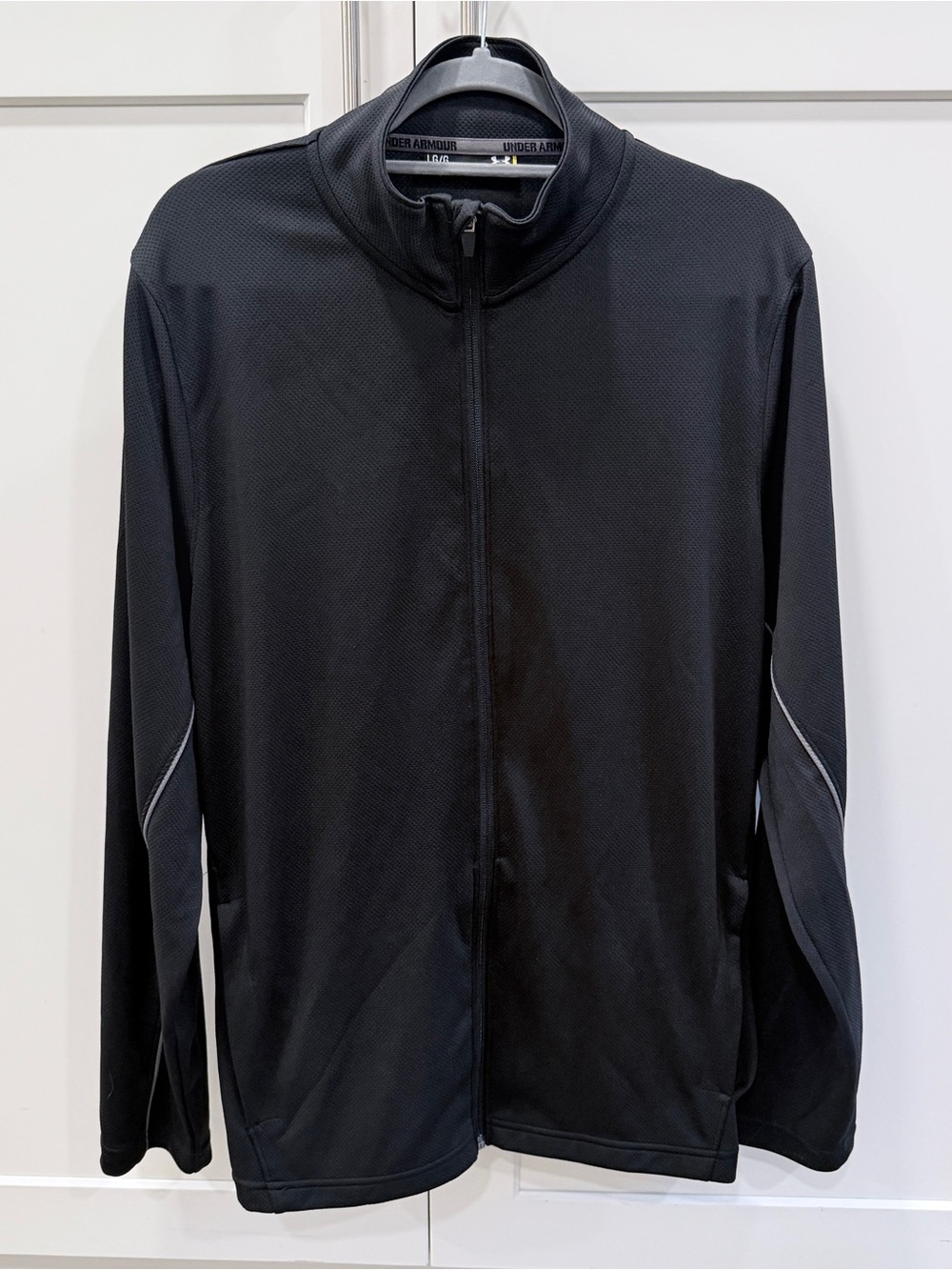 Under Armour Mens Gray Full Zip Track Jacket Waffle Knit Mock Neck Large